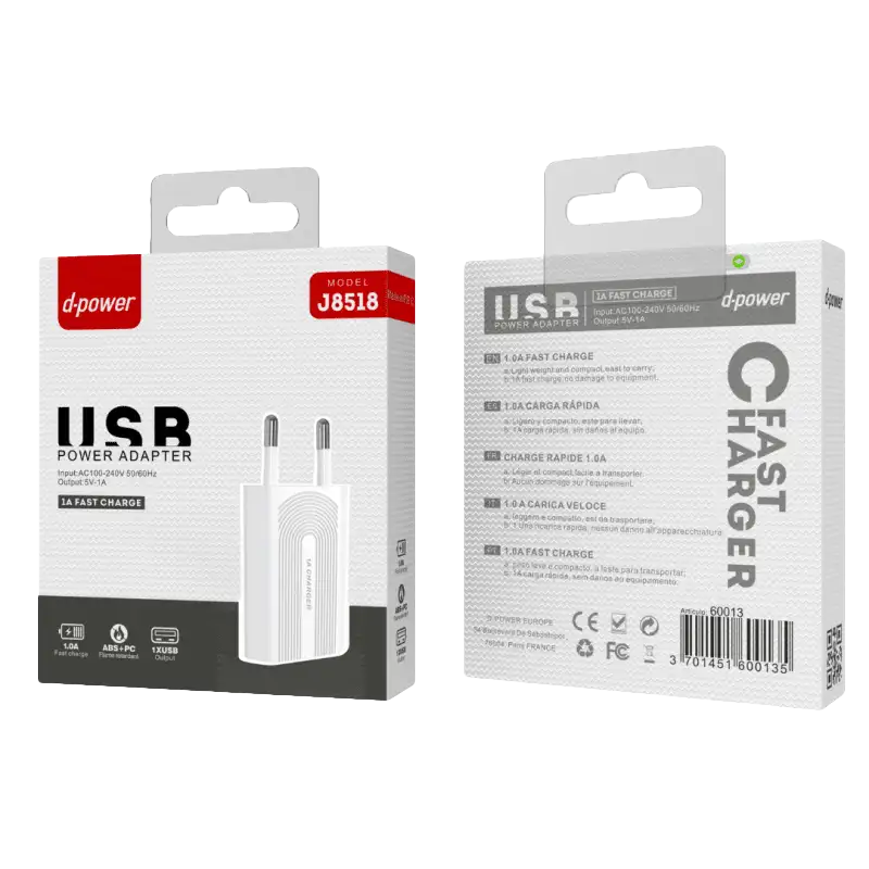 Boitier chargeur USB extra slim 1A - J8518
