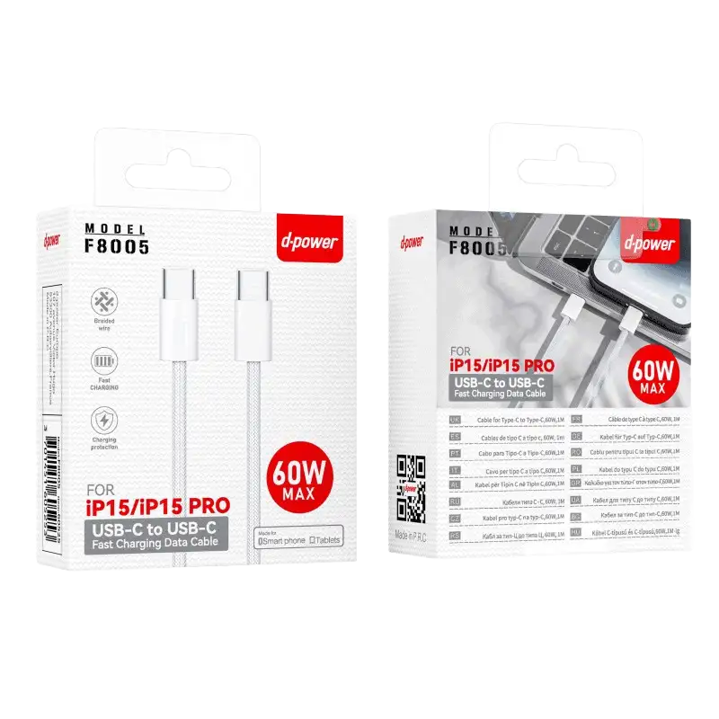 Câble Fast charge 60W Type C - Type C - F8005