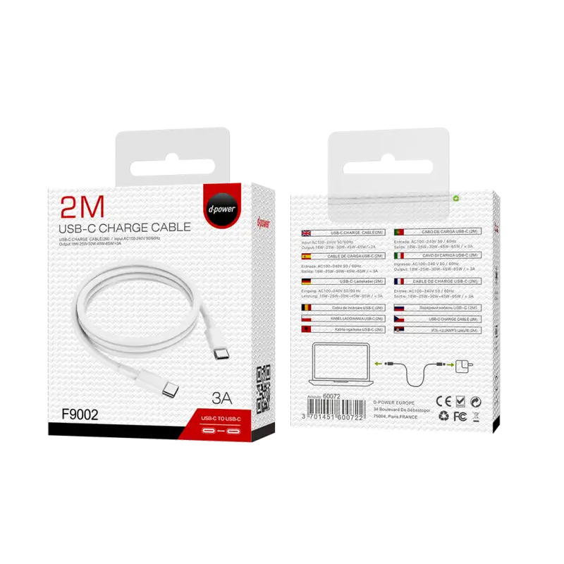 Câble Type C - Type C 2M Fast charge 3M - F9002