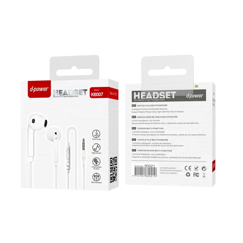 Écouteur modèle Iphone prise jack avec microphone - K6007