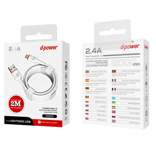 Câble 2M USB-Iphone Fast charg 2.4A - F2003