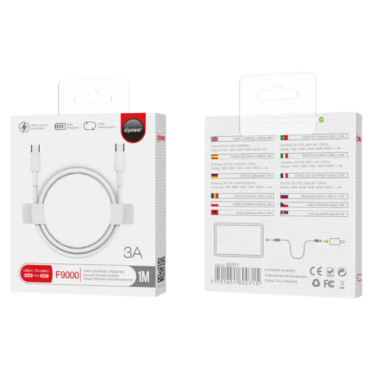 Câble Type C - Type C 1M Fast charge 3A - F9000
