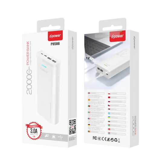 Power bank 20000mAh Fast charg 22.5W 2 prises USB + 1 type C + 1 micro USB